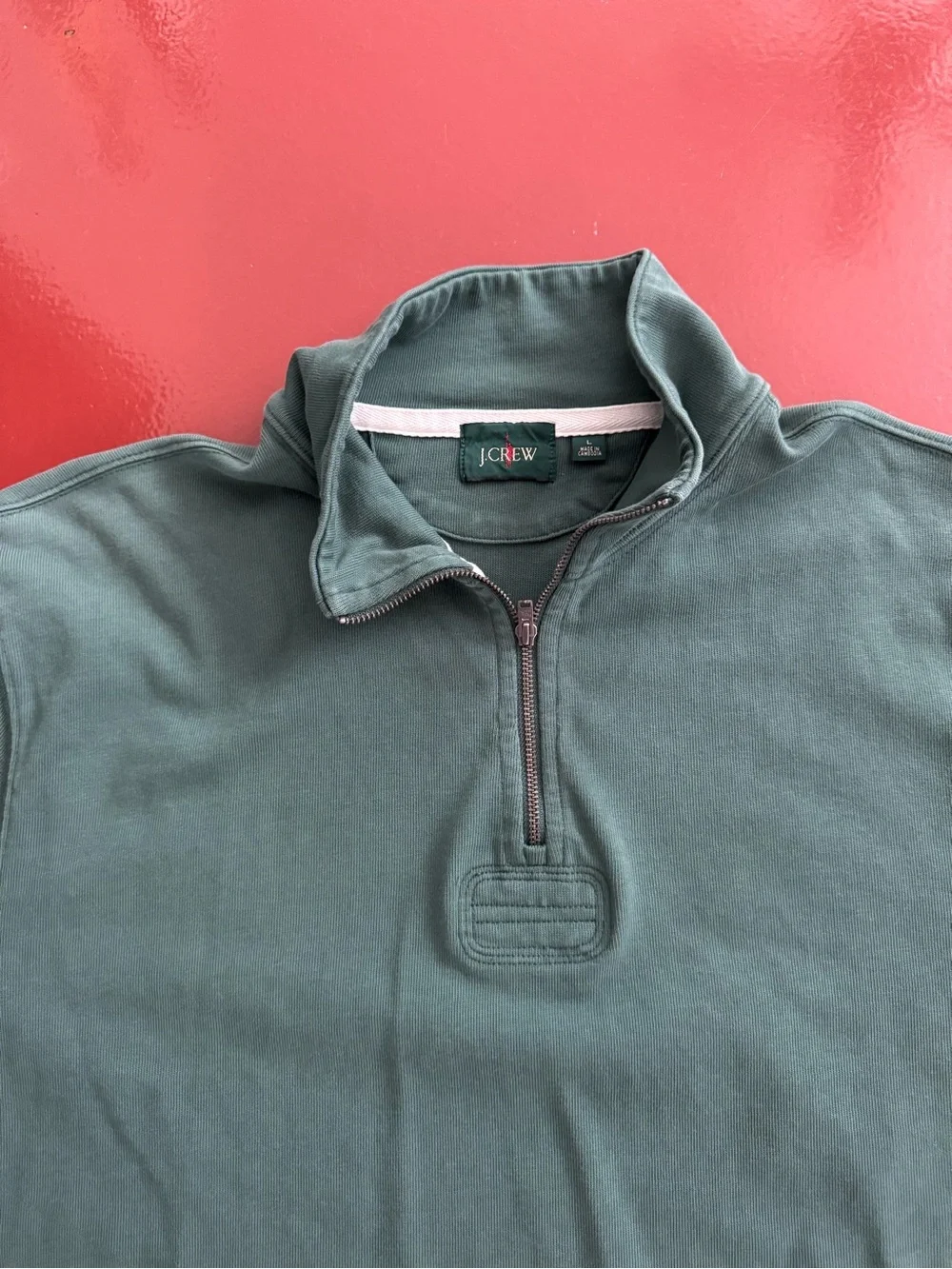 J. Crew Men's Quarter-Zip Pullover Sweatshirt - Green